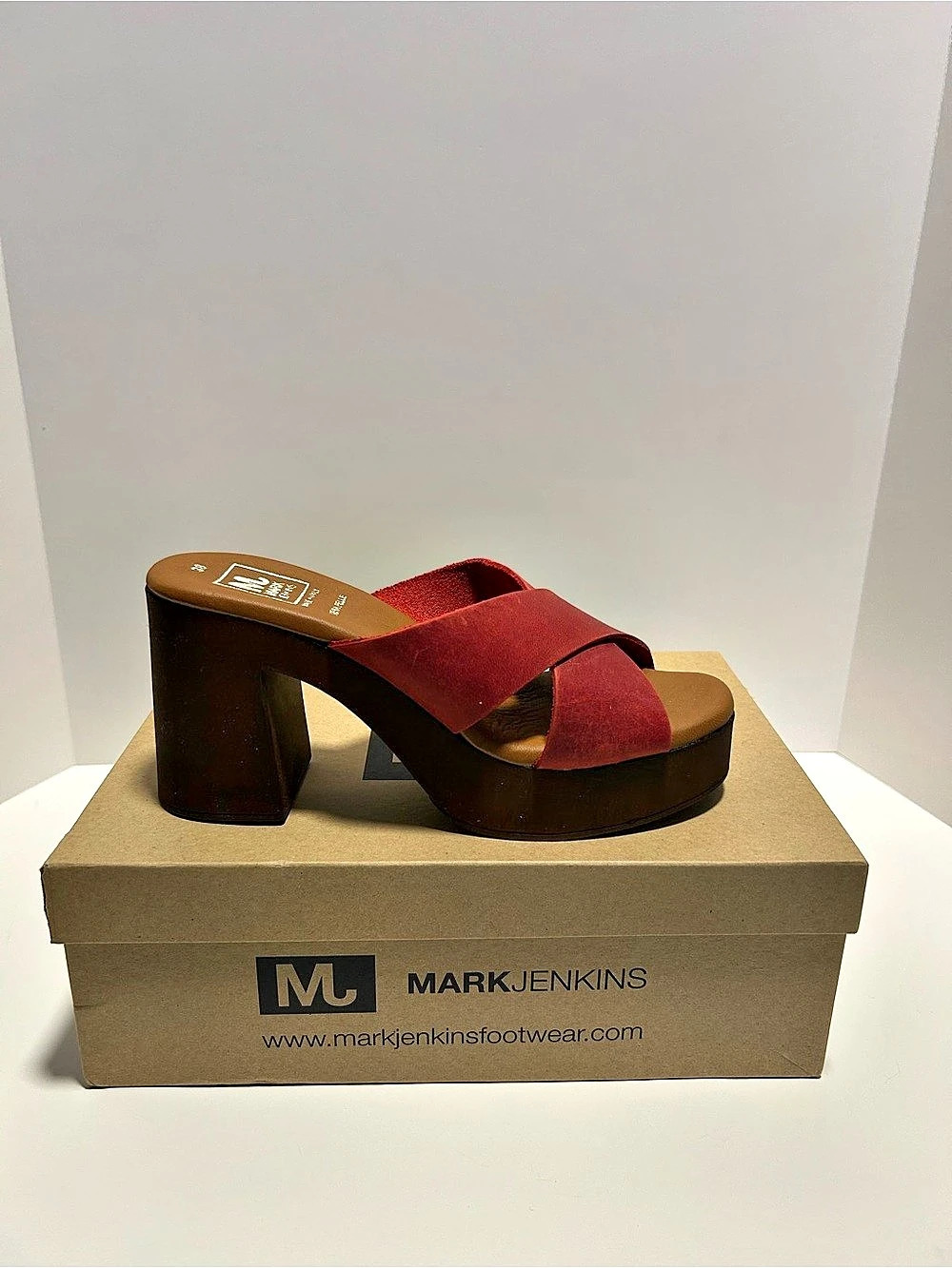 Mark Jenkins Mustang Cross-Strap Platform Mules Red US 8